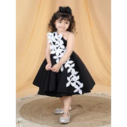 THE LITTLE CELEBS Girls Floral Applique Fit & Flare Midi Dress-picture-16