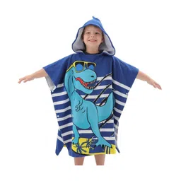 The little lookers Micro Fiber Knit Cool Dinosaur Printed Hooded Poncho Bath Towel - Blue-picture-23