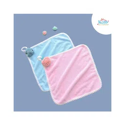 THE LITTLE LOOKERS Pack Of 2 Animal & Fruit Applique Towels - Pink & Sky Blue-picture-16