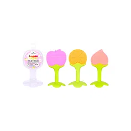 THE LITTLE LOOKERS Pack of 3 Peach & Orange Silicone Fruit Shape BPA Free Teethers-image-2