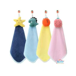 THE LITTLE LOOKERS Pack Of 4 Star Fish & Animals Applique Towels - Multi Colour-picture-19