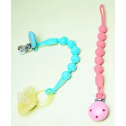 THE LITTLE LOOKERS Silicone Pacifier Clip for Baby Boys and Girls, One Piece Pacifier Clips, Wooden Soother Clips Design, Fits Most Pacifiers and Teething Toys - Blue & Pink-picture-13