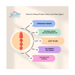 THE LITTLE LOOKERS Silicone Pacifier Clip for Baby Boys and Girls, One Piece Pacifier Clips, Wooden Soother Clips Design, Fits Most Pacifiers and Teething Toys - Blue & Red image 2