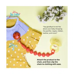 THE LITTLE LOOKERS Silicone Pacifier Clip for Baby Boys and Girls, One Piece Pacifier Clips, Wooden Soother Clips Design, Fits Most Pacifiers and Teething Toys - Blue & Red image 4