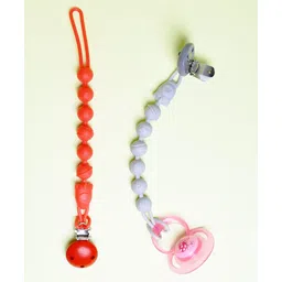 THE LITTLE LOOKERS Silicone Pacifier Clip for Baby Boys and Girls, One Piece Pacifier Clips, Wooden Soother Clips Design, Fits Most Pacifiers and Teething Toys - Red & Grey-picture-14