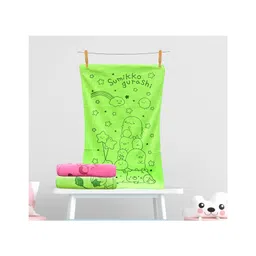 The Little Lookers Small Cotton Bath Towels Set of 2 - Green Pink ( Print May Vary )-picture-25