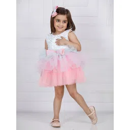 The Lush Affair Girls Colourblocked Net Fit and Flare Dress-picture-27