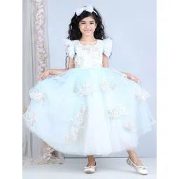 The Lush Affair Girls Embellished Flutter Sleeve Net Maxi Dress-picture-29