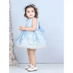 The Lush Affair Girls Embellished Net Fit & Flare Bow Detail Dress image 3