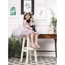 The Lush Affair Girls Embellished Print Bow Net Fit and Flare Dress-picture-12