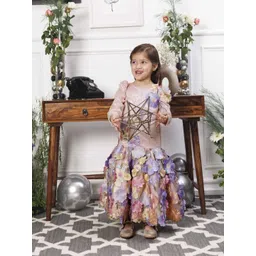 The Lush Affair Girls Floral Embroidered Net Maxi Dress-picture-55