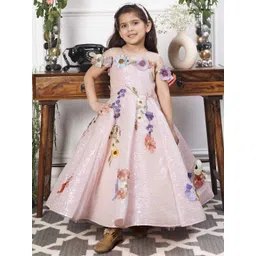 The Lush Affair Girls Floral Printed Net Fit & Flare Dress-picture-35