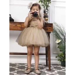 The Lush Affair Girls Print Flutter Sleeve Net A-Line Dress-picture-37