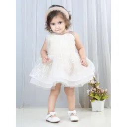 The Lush Affair Girls Self Design Net Fit & Flare Dress image 1