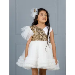 The Lush Affair Girls Sequined Net A-Line Dress-picture-26