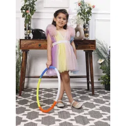 The Lush Affair Girls Tulle Flutter Sleeve A-Line Dress-picture-36