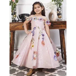 The Lush Affair Lily Girls Sequins Embellished Cold-Shoulder Floral Applique Gown Dress-picture-10