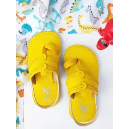 THE MADRAS TRUNK Kids Yellow Leather Kolhapuri Comfort Sandals-image-13