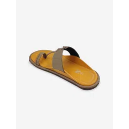 THE MADRAS TRUNK Men Yellow & Brown Leather comfort Sandals image 4