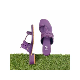 The Madras Trunk Solid Plum Kolhapuris-image-1