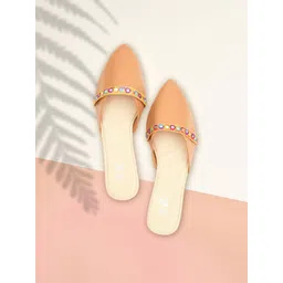 THE MADRAS TRUNK Women Beige Mules Flats-picture-18