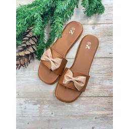 THE MADRAS TRUNK Women Printed Open Toe Flats with Bows-picture-15