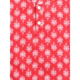 The Magic Wand Boys Floral Printed Mandarin Collar Pure Cotton Kurta With Pyjamas image 4