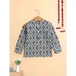 The Magic Wand Boys Floral Printed Mandarin Collar Straight Kurta-picture-32
