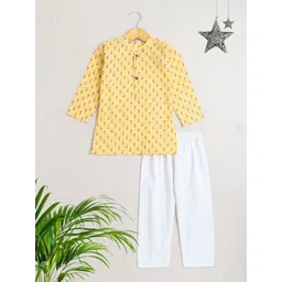 The Magic Wand Boys Floral Printed Regular Kurta with Pyjamas-picture-41
