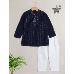 The Magic Wand Boys Regular Sequinned Pure Cotton Kurta with Trousers-picture-44