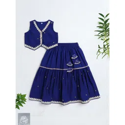 The Magic Wand Girls Floral Embroidered Zari Ready to Wear Lehenga & Choli-picture-10