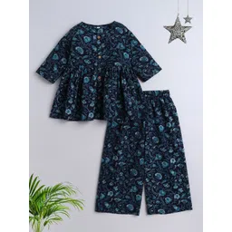 The Magic Wand Girls Floral Printed Pure Cotton A-Line Kurti With Palazzos-picture-41