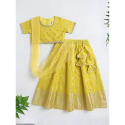 The Magic Wand Girls Printed Zari Work Ready To Wear Lehenga & Blouse With Dupatta-picture-18