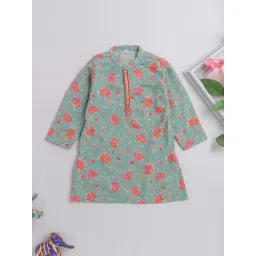 The Magic Wand Kids Green Floral Print Full Sleeves Kurta-picture-43