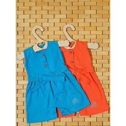 THE MAPLES FASHION Infant GirlsPack of 2 Hosiery Cotton Knee LengthDress With Belt-picture-49