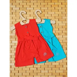 THE MAPLES FASHION Infant GirlsPack of 2 Hosiery Cotton Knee LengthDress With Belt-picture-27