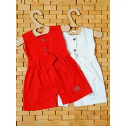 THE MAPLES FASHION Infant GirlsPack of 2 Hosiery Cotton Knee LengthDress With Belt-picture-27