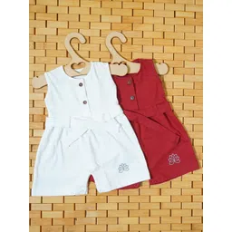 THE MAPLES FASHION Infant GirlsPack of 2 Hosiery Cotton Knee LengthDress With Belt-picture-41