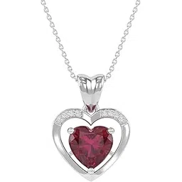 the marketvilla Pure 925 Silver Pendant for Women - Embrace Heart Necklace Chain Pendant for Women, Locket for Girls with Chain, Sterling Silver Jewellery Ladies Necklace - Hydro Red-picture-31