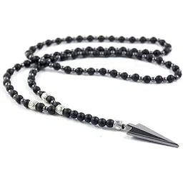 FLETCH ARROW BLACK - 6" mm Black Matte Onyx Round Beads Arrow Necklace for Men and Boys (36 inch)-image-14