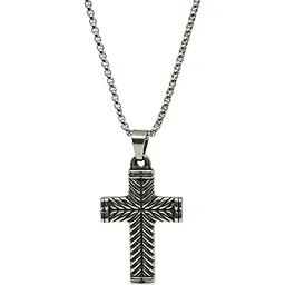 the men thing CHEVRON CROSS - 26mm Titanium Steel Pendant with 24inch Round Box 4mm Chain for Men & Boys-picture-17