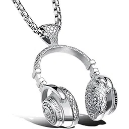 the men thing HEADPHONE - Titanium Steel Pendant with 24inch Round Box Chain for Men & Boys-picture-19