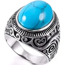 the men thing Retro Vintage Blue Stone Rings for Men | Luxury Solid Pure Titanium Stainless Steel Ring Jewellery (Blue Stone - Stainless Steel, 17-21- 24)-picture-27