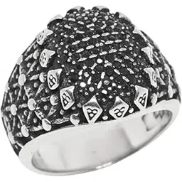 the men thing Royal Series - VORTEX SHIELD RING - Pure Stainless Steel Men’s Steel-Plated Ring – Statement Luxury Jewelry (Size :15-16-20-21-22-26-27)-picture-12