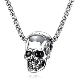 the men thing SKULL HARD (T) - Pure Titanium Steel Pendant with Stainless Steel 24inch Round Box Chain, European trending Style for Men & Boy-picture-10