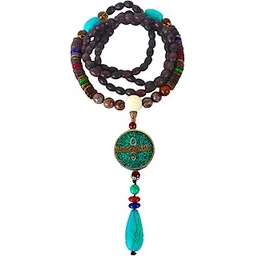the men thing VERDANT - Stylish Wood Bead Long Necklace with Blue Pendant for Men & Boys (36 Inch)-picture-15