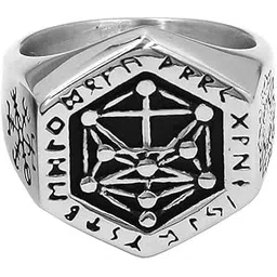 the men thing Viking Totem Compass Ring For Men | Luxury Solid Pure Titanium Stainless Steel Ring Jewellery (Silver - Stainless Steel, 17-22- 24)-picture-16