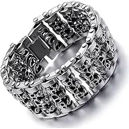the men thing Wide Skull - 32mm Pure Titanium Steel Bracelet, Heavy Biker Bracelet for Men & Boy (8inch)-picture-17