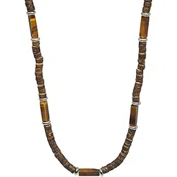 the men thing WILDWOOD TRIBAL - Tiger Eye chatoyance 6 mm Beaded Necklace for Men and Boys (21 inches with adjustable silver cable chain)-picture-37