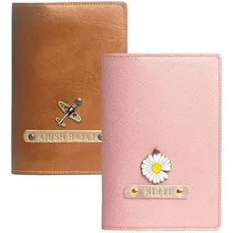 the messy corner Couple Personalized Passport Cover for Men and Women | Customized Travel Accessories Organizer | Vegan Leather Passport Holder | Unisex Handcrafted Gift | Biege & Pink| Valentine Day-picture-10